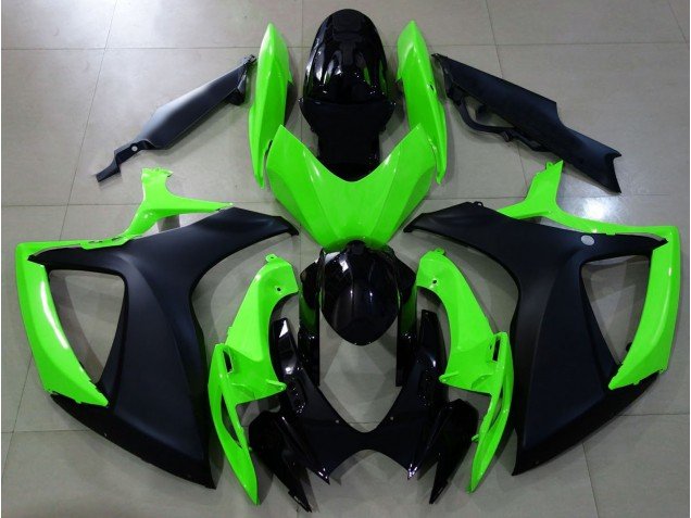 Negro Mate & Verde 06-07 GSXR 600-750 Carenados Moto Negro Mate & Verde 06-07 GSXR 600-750 Carenados Moto