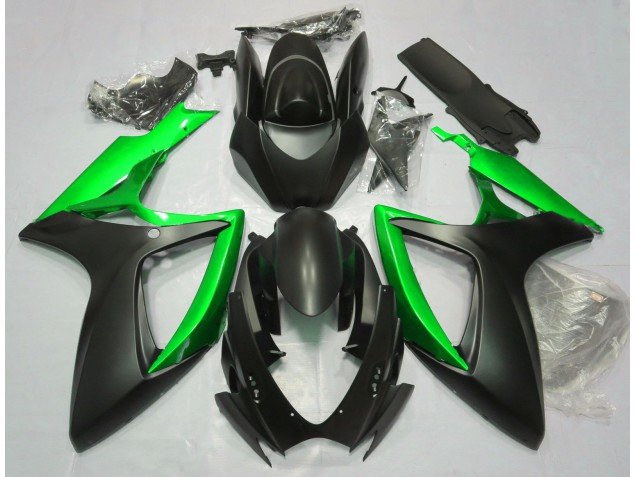 Negro Mate & Verde 06-07 GSXR 600-750 Carenados Moto Negro Mate & Verde 06-07 GSXR 600-750 Carenados Moto