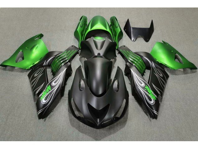 Negro Mate & Verde 06-11 ZX14R Carenados Moto