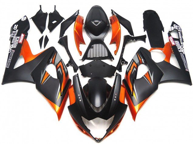 Negro & Naranja Mate & Brillante Personalizados 05-06 GSXR 1000 Carenados Moto Negro & Naranja Mate & Brillante Personalizados 05-06 GSXR 1000 Carenados Moto