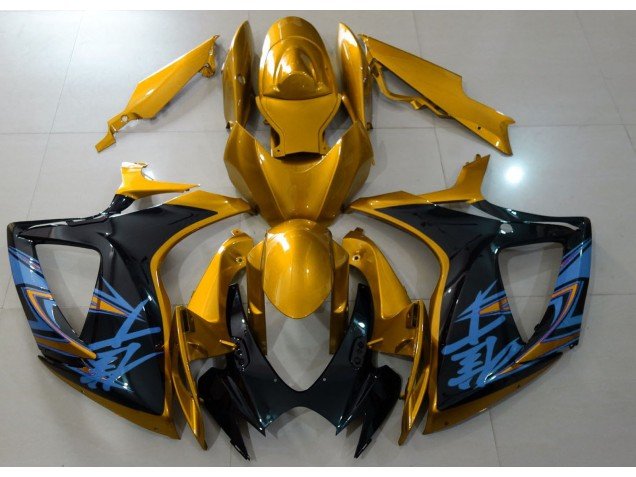 Oro Brillante & Negro 06-07 GSXR 600-750 Carenados Moto Oro Brillante & Negro 06-07 GSXR 600-750 Carenados Moto