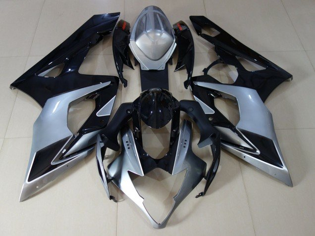 Plata Brillante & Negro 05-06 GSXR 1000 Carenados Moto