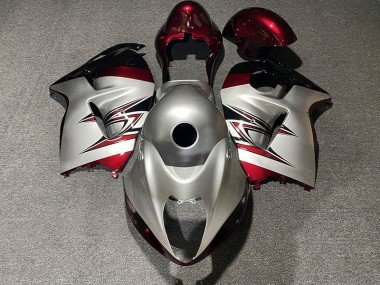 Plata Brillante & Rojo Caramelo 97-07 GSXR 1300 Carenados Moto