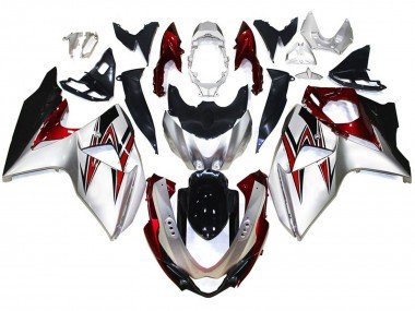 Plata Con Toques Rojos 09-16 GSXR 1000 Carenados Moto
