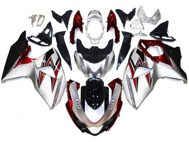 Plata Con Toques Rojos 09-16 GSXR 1000 Carenados Moto