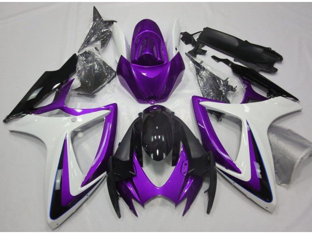 Púrpura & Blanco Debadged 06-07 GSXR 600-750 Carenados Moto Púrpura & Blanco Debadged 06-07 GSXR 600-750 Carenados Moto