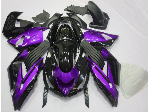 Púrpura Brillante & Negro Liso 06-11 ZX14R Carenados Moto
