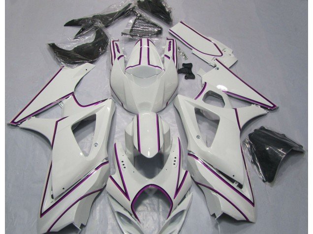 Raya Pin Rosa Blanco Brillante 07-08 GSXR 1000 Carenados Moto Raya Pin Rosa Blanco Brillante 07-08 GSXR 1000 Carenados Moto