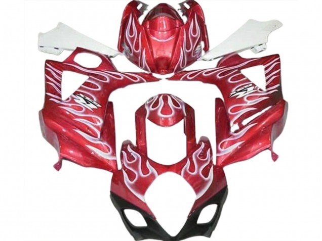 Rojo Brillante & Blanco Llama 07-08 GSXR 1000 Carenados Moto Rojo Brillante & Blanco Llama 07-08 GSXR 1000 Carenados Moto