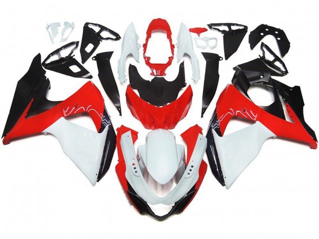 Rojo Brillante Con Blanco & Negro 09-16 GSXR 1000 Carenados Moto Rojo Brillante Con Blanco & Negro 09-16 GSXR 1000 Carenados Moto