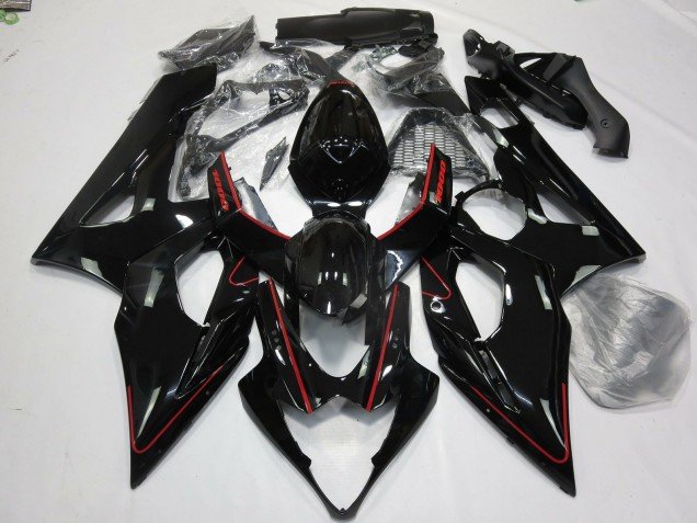Rojo Brillante & Negro 05-06 GSXR 1000 Carenados Moto