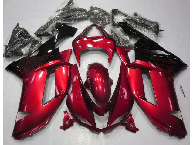 Rojo Brillante & Negro 07-08 ZX6R Carenados Moto