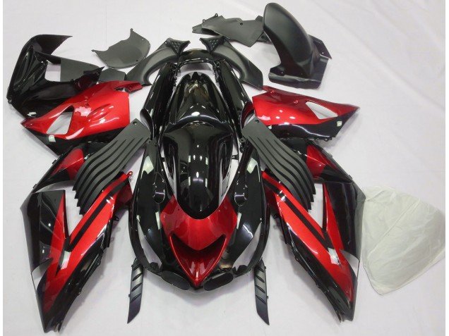 Rojo Brillante & Negro Liso 06-11 ZX14R Carenados Moto Rojo Brillante & Negro Liso 06-11 ZX14R Carenados Moto