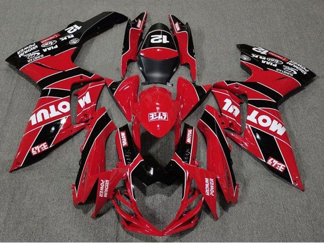 Rojo Brillante & Negro Motul 11-24 GSXR 600-750 Carenados Moto Rojo Brillante & Negro Motul 11-24 GSXR 600-750 Carenados Moto