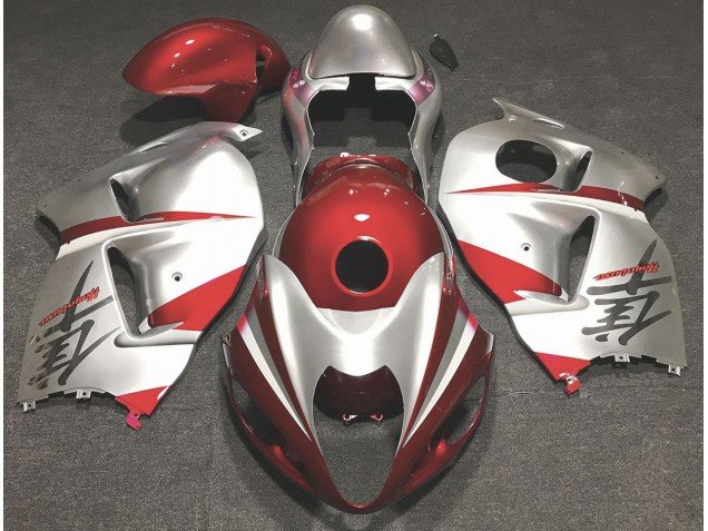 Rojo Brillante & Plata 97-07 GSXR 1300 Carenados Moto