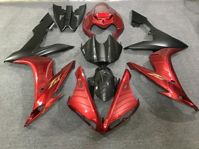 Rojo Granate & Estilo Fibra De Carbono 04-06 R1 Carenados Moto Rojo Granate & Estilo Fibra De Carbono 04-06 R1 Carenados Moto