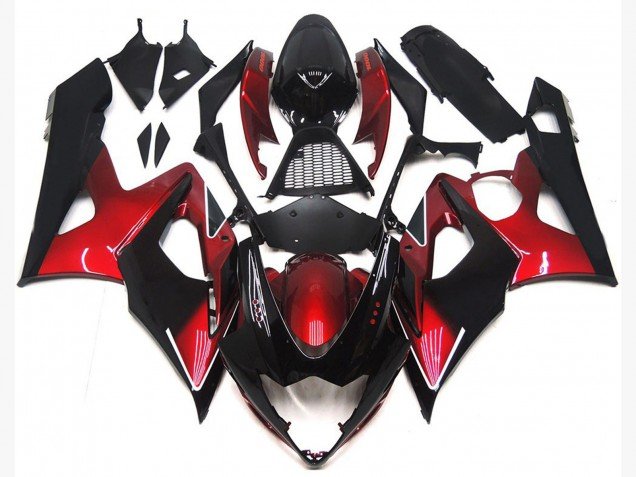 Rojo Granate & Negro Brillante 05-06 GSXR 1000 Carenados Moto