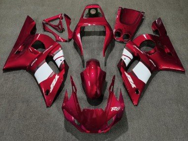 Rojo Intenso & Blanco 98-02 R6 Carenados Moto