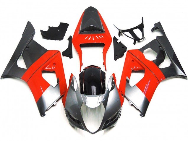 Rojo Liso & Plateado 03-04 GSXR 1000 Carenados Moto Rojo Liso & Plateado 03-04 GSXR 1000 Carenados Moto