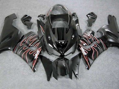 Rojo Negro Llama 05-06 ZX6R Carenados Moto