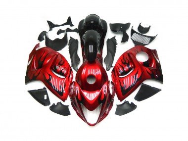 Rojo Vibrante Con Negro Llama 08-20 GSXR 1300 Carenados Moto