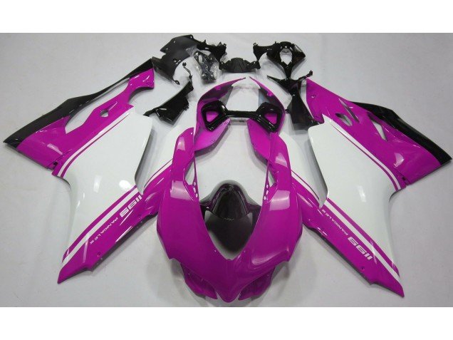 Rosa Brillo Blanco & Negro 11-14 Ducati 1199 Carenados Moto