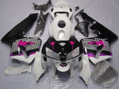 Salpicadura Rosa Sobre Negro Brillante 05-06 CBR600RR Carenados Moto