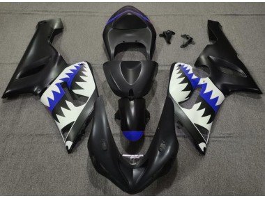 Tiburón Negro Mate & Azul 05-06 ZX6R Carenados Moto