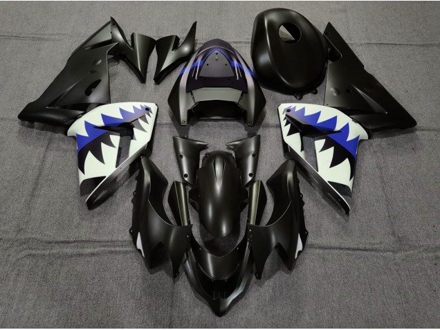 Tiburón Negro Mate & Azul Oscuro 04-05 ZX10R Carenados Moto Tiburón Negro Mate & Azul Oscuro 04-05 ZX10R Carenados Moto