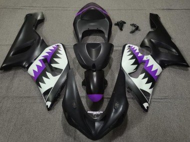 Tiburón Negro Mate & Morado 05-06 ZX6R Carenados Moto