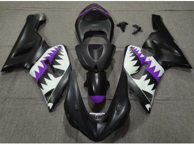 Tiburón Negro Mate & Morado 05-06 ZX6R Carenados Moto