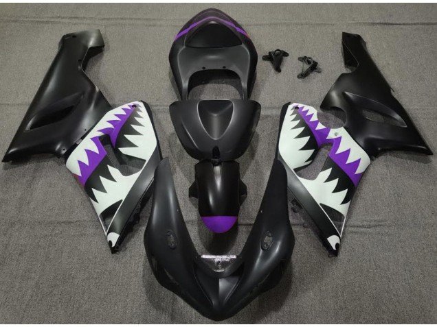 Tiburón Negro Mate & Morado 05-06 ZX6R Carenados Moto