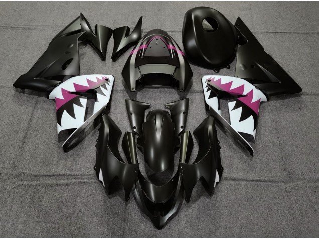 Tiburón Negro Mate & Rosa 04-05 ZX10R Carenados Moto Tiburón Negro Mate & Rosa 04-05 ZX10R Carenados Moto