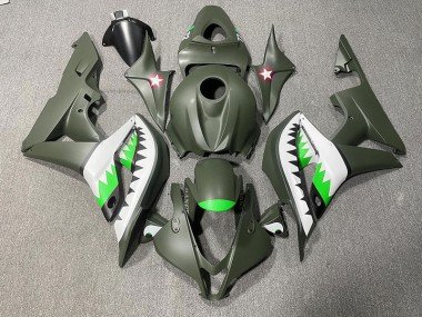 Tiburón Verde Mate & Verde Claro 07-08 CBR600RR Carenados Moto