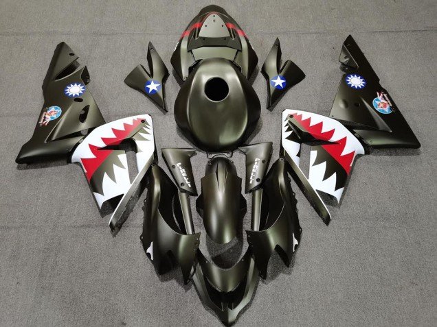 Tiburón Verde Militar 04-05 ZX10R Carenados Moto