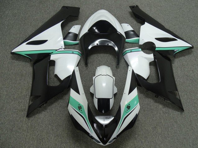 Verde Azulado Blanco & Negro 05-06 ZX6R Carenados Moto Verde Azulado Blanco & Negro 05-06 ZX6R Carenados Moto
