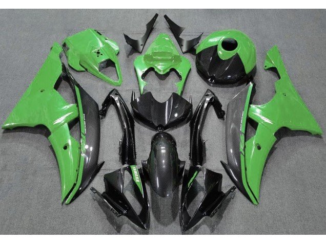 Verde Brillante & Fibra De Carbono 08-16 R6 Carenados Moto