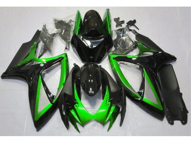 Verde Brillante & Negro 06-07 GSXR 600-750 Carenados Moto Verde Brillante & Negro 06-07 GSXR 600-750 Carenados Moto