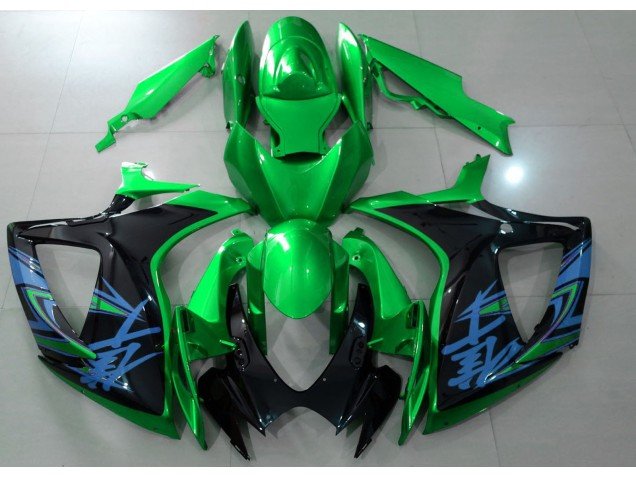 Verde Brillante & Negro 06-07 GSXR 600-750 Carenados Moto Verde Brillante & Negro 06-07 GSXR 600-750 Carenados Moto