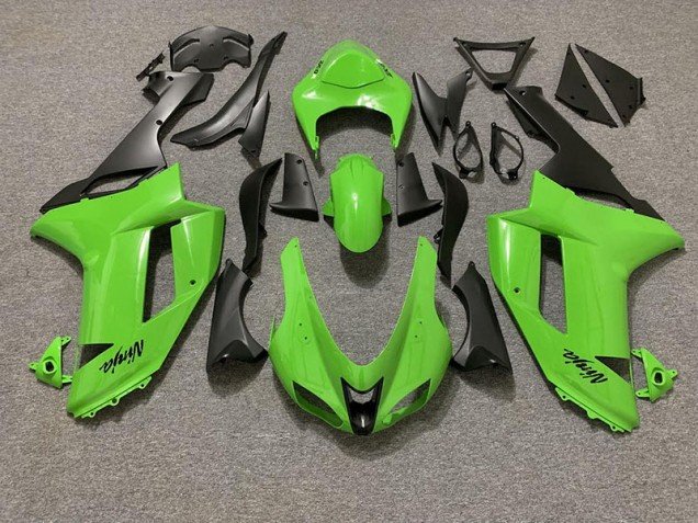 Verde Brillante & Negro Mate 07-08 ZX6R Carenados Moto Verde Brillante & Negro Mate 07-08 ZX6R Carenados Moto