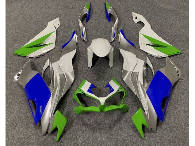 Verde Brillo Azul & Plata 19-23 ZX6R Carenados Moto Verde Brillo Azul & Plata 19-23 ZX6R Carenados Moto