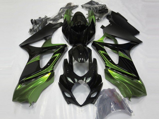 Verde Eléctrico & Negro Brillante 07-08 GSXR 1000 Carenados Moto Verde Eléctrico & Negro Brillante 07-08 GSXR 1000 Carenados Moto