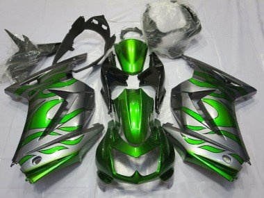 Verde & Plata Llama 08-12 Ninja 250 Carenados Moto
