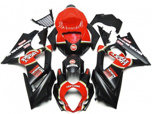 Vibrante Negro Mate Personalizado Lucky Strike 07-08 GSXR 1000 Carenados Moto Vibrante Negro Mate Personalizado Lucky Strike 07-08 GSXR 1000 Carenados Moto